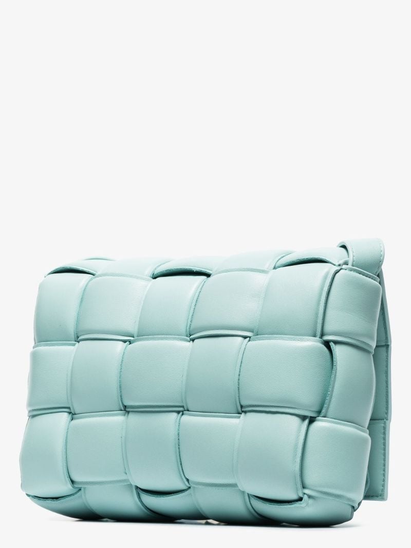 Blue Padded Cassette Leather Shoulder Bag