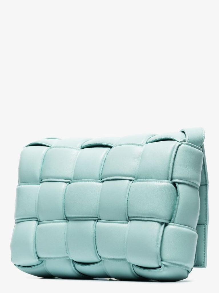 Blue Padded Cassette Leather Shoulder Bag