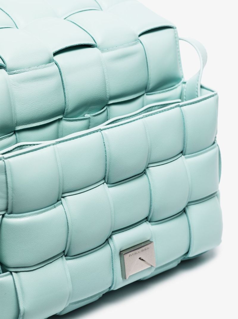 Blue Padded Cassette Leather Shoulder Bag