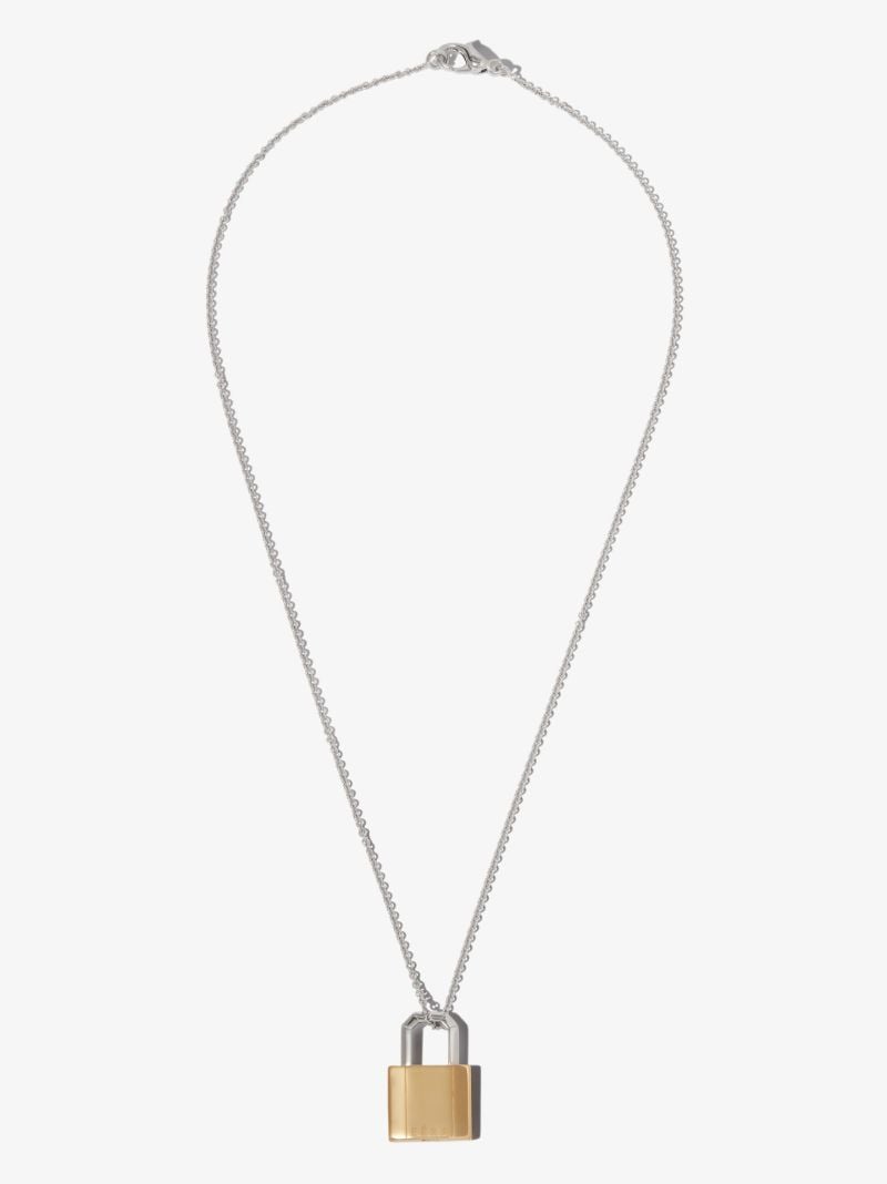 18k White and Yellow Gold Lock Necklace