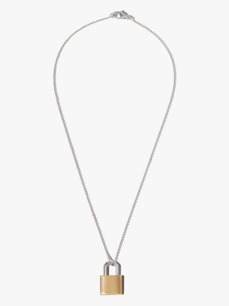 18k White and Yellow Gold Lock Necklace