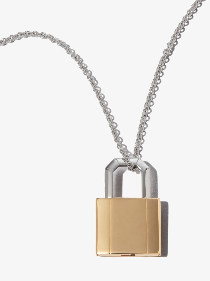 18k White and Yellow Gold Lock Necklace