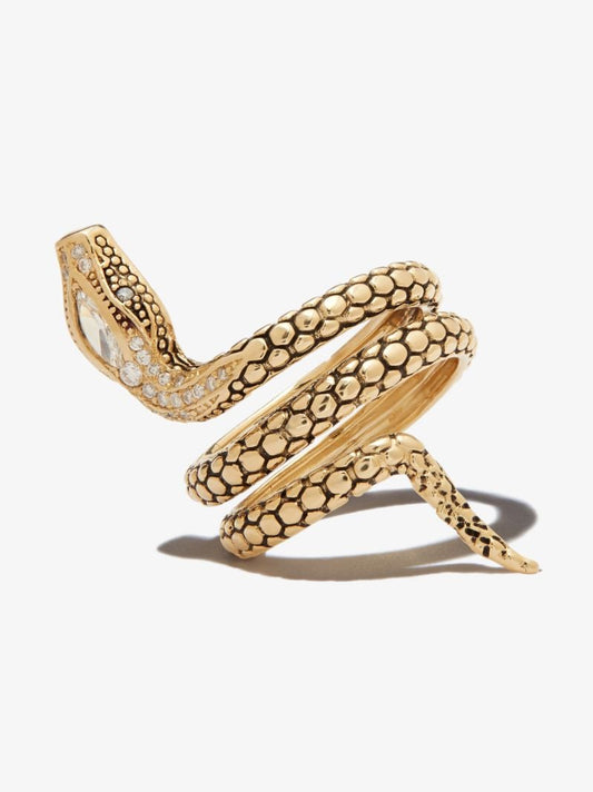14k Yellow Gold Snake Diamond Ring