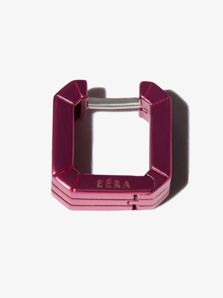 18k White Gold Square Mini Hoop Earring