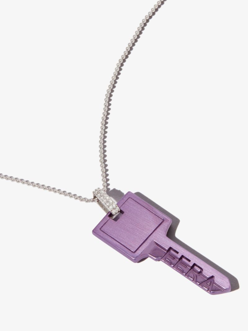 18k White Gold Key Diamond Necklace