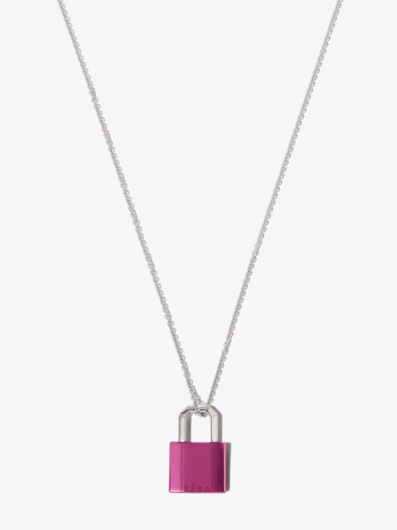 18k White Gold Lock Necklace