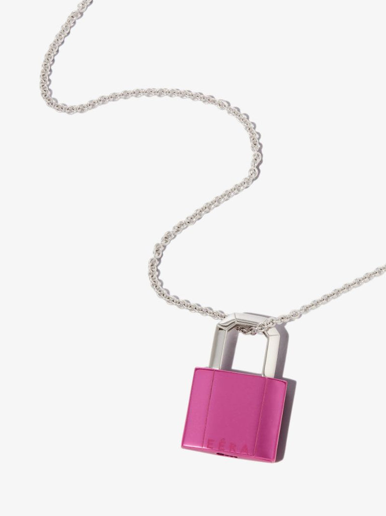 18k White Gold Lock Necklace