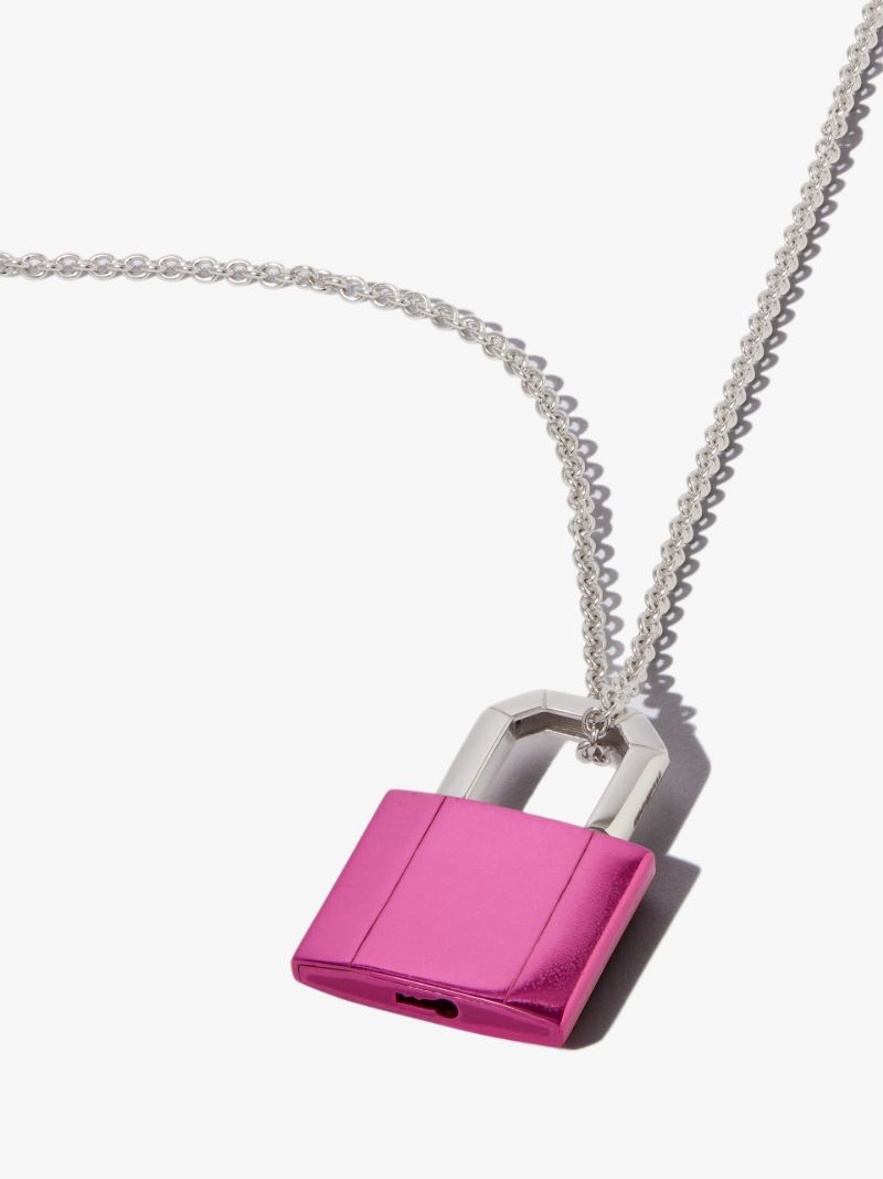 18k White Gold Lock Necklace