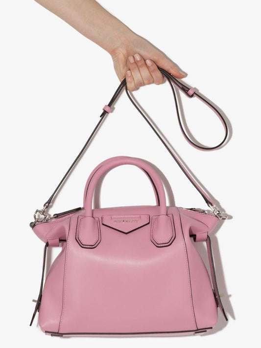 Pink Antigona Soft Small Leather Tote Bag