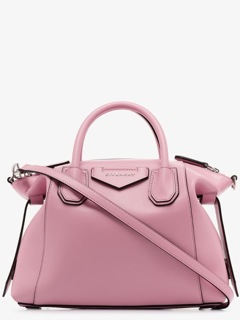 Pink Antigona Soft Small Leather Tote Bag