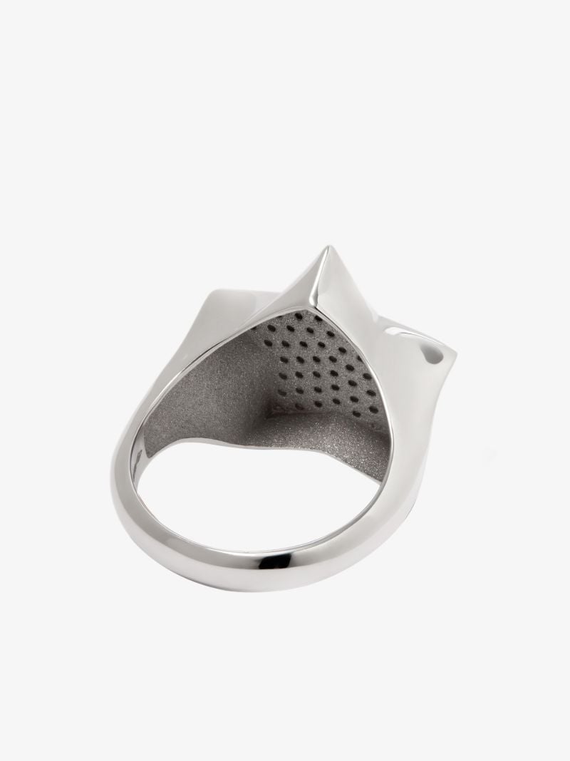 18k White Gold Star Diamond Signet Ring