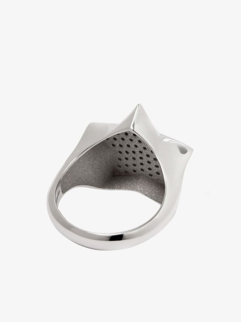 18k White Gold Star Diamond Signet Ring