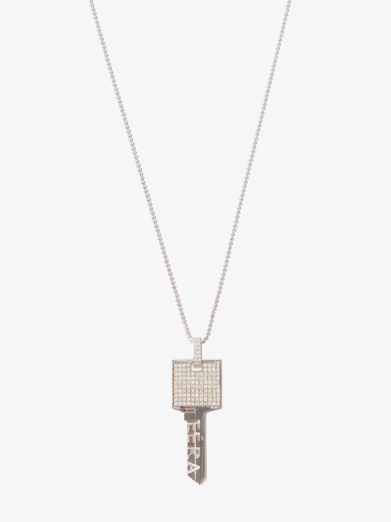 18k White Gold Key Diamond Necklace