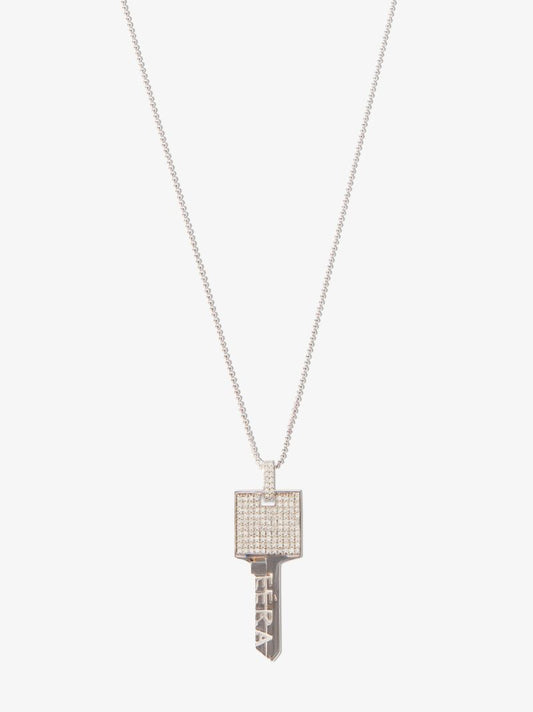 18k White Gold Key Diamond Necklace