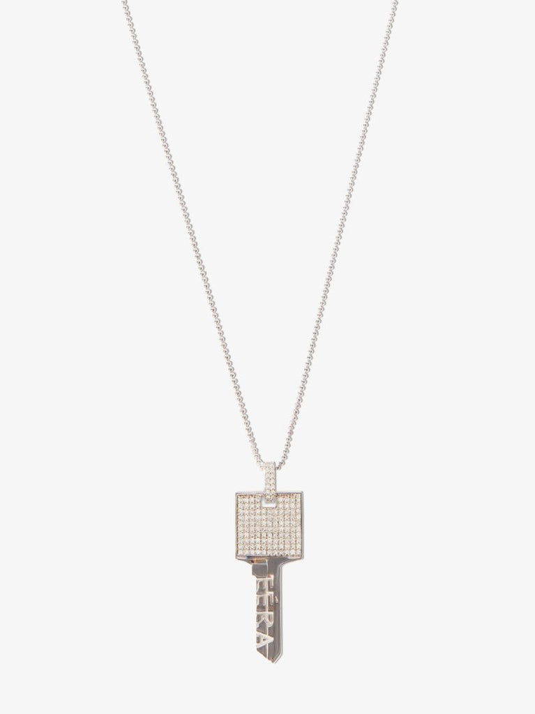 18k White Gold Key Diamond Necklace