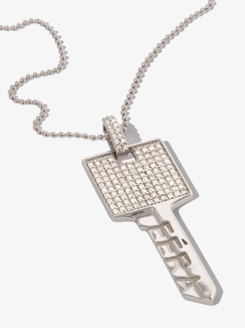 18k White Gold Key Diamond Necklace