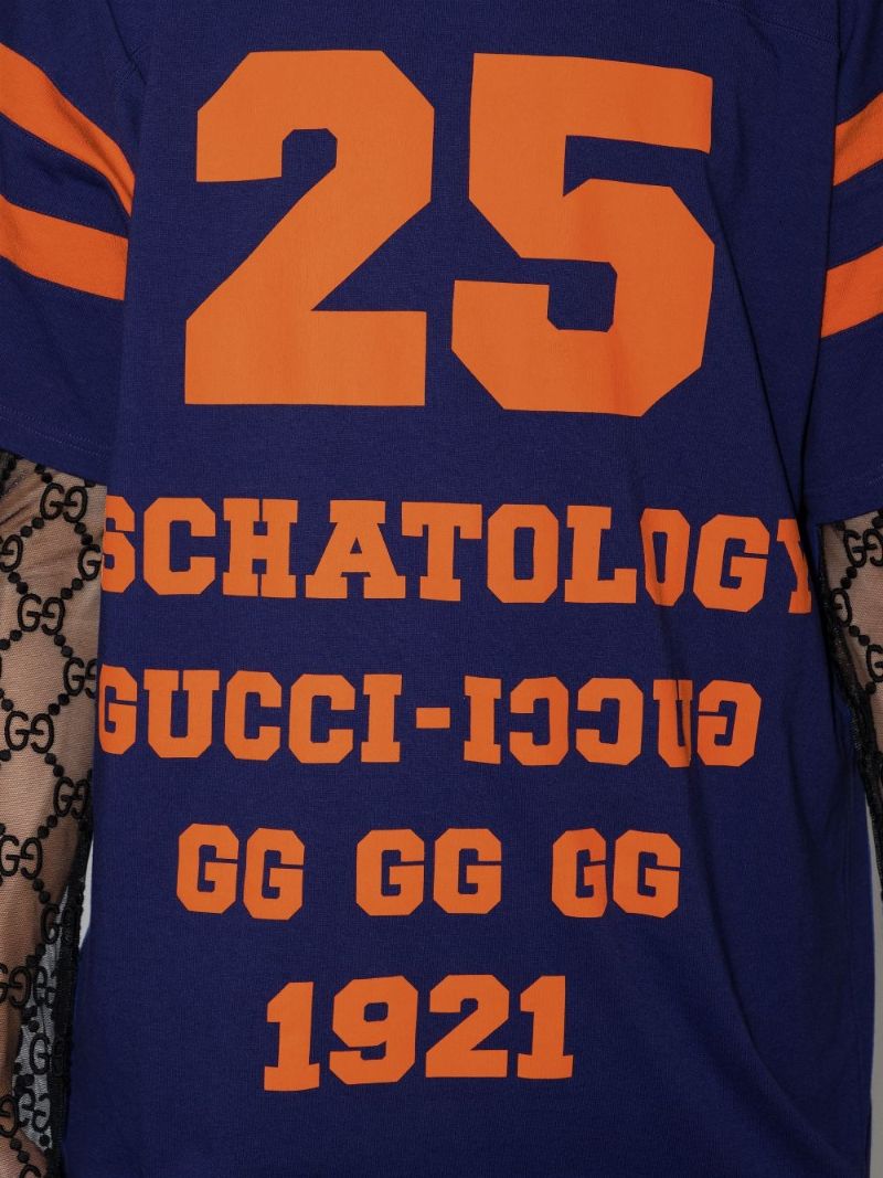 Blue Logo Print Cotton T-shirt