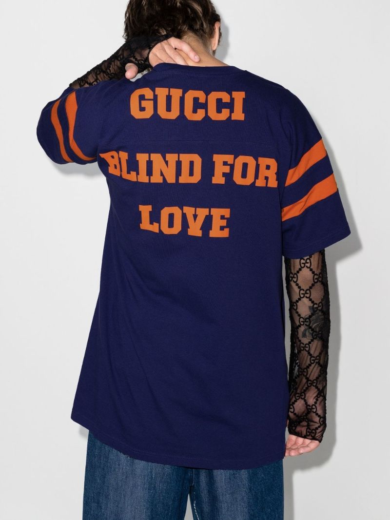 Blue Logo Print Cotton T-shirt