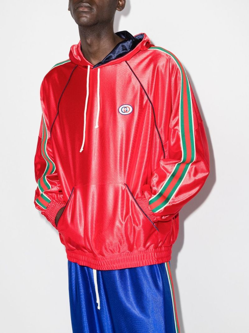 Red Web Stripe Hoodie