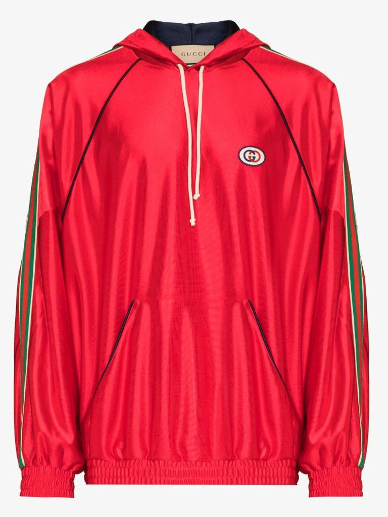 Red Web Stripe Hoodie