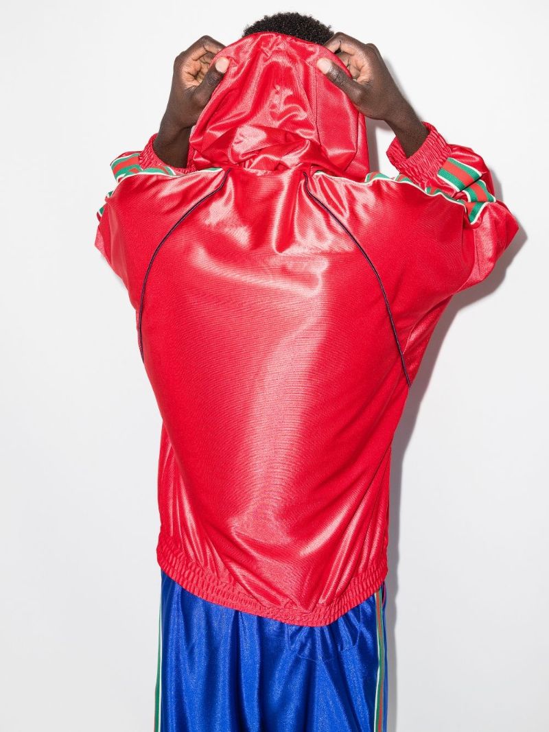 Red Web Stripe Hoodie