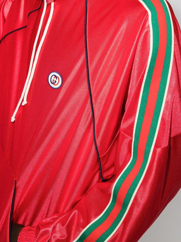 Red Web Stripe Hoodie