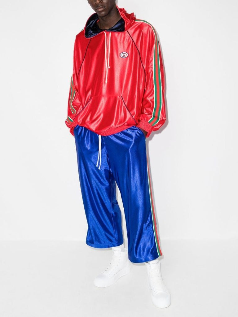 Red Web Stripe Hoodie