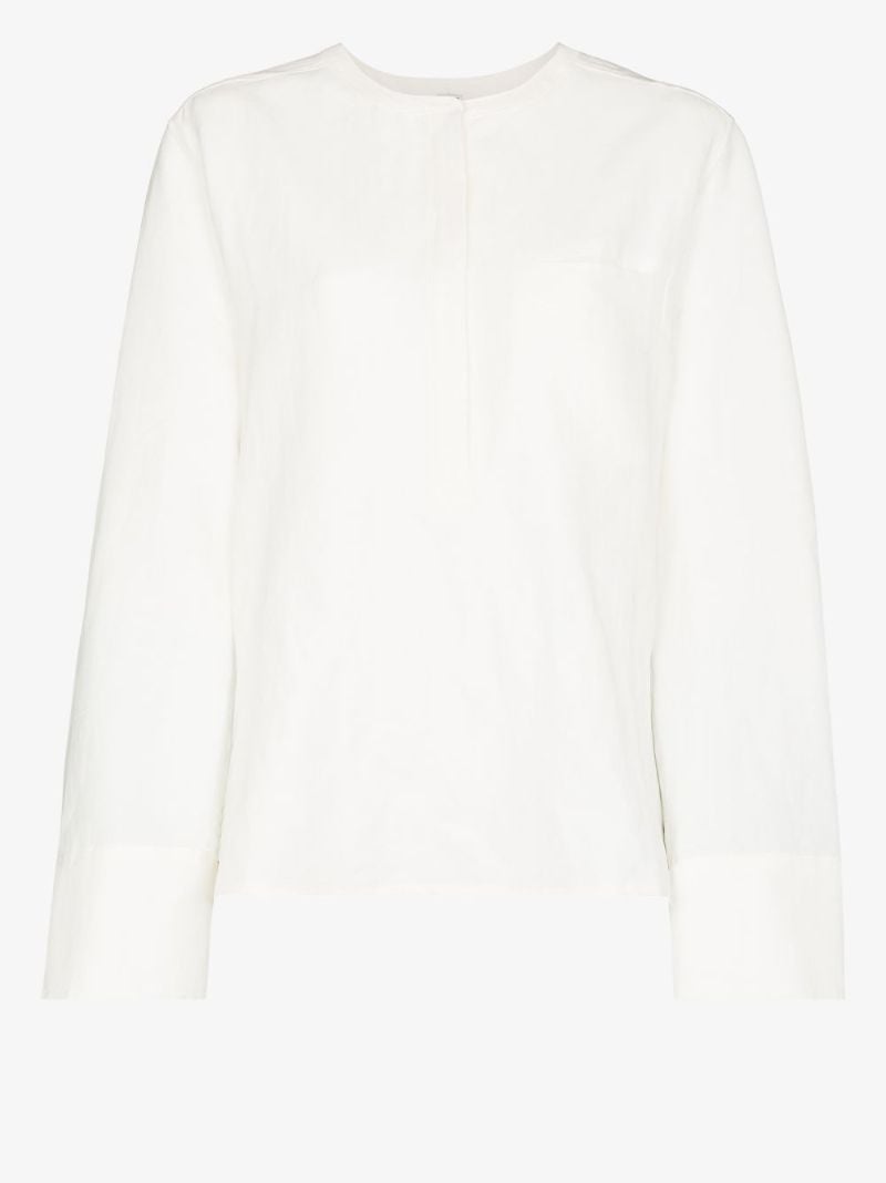 Band-collar Long-sleeved Blouse