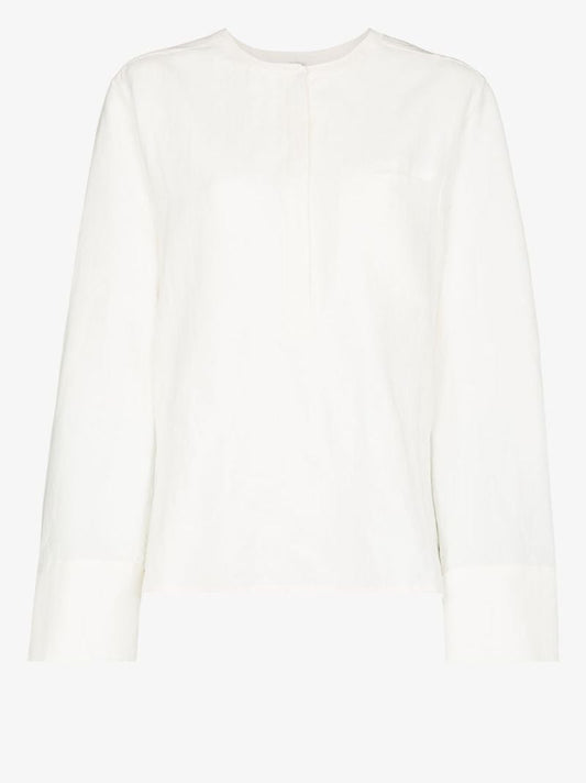 Band-collar Long-sleeved Blouse