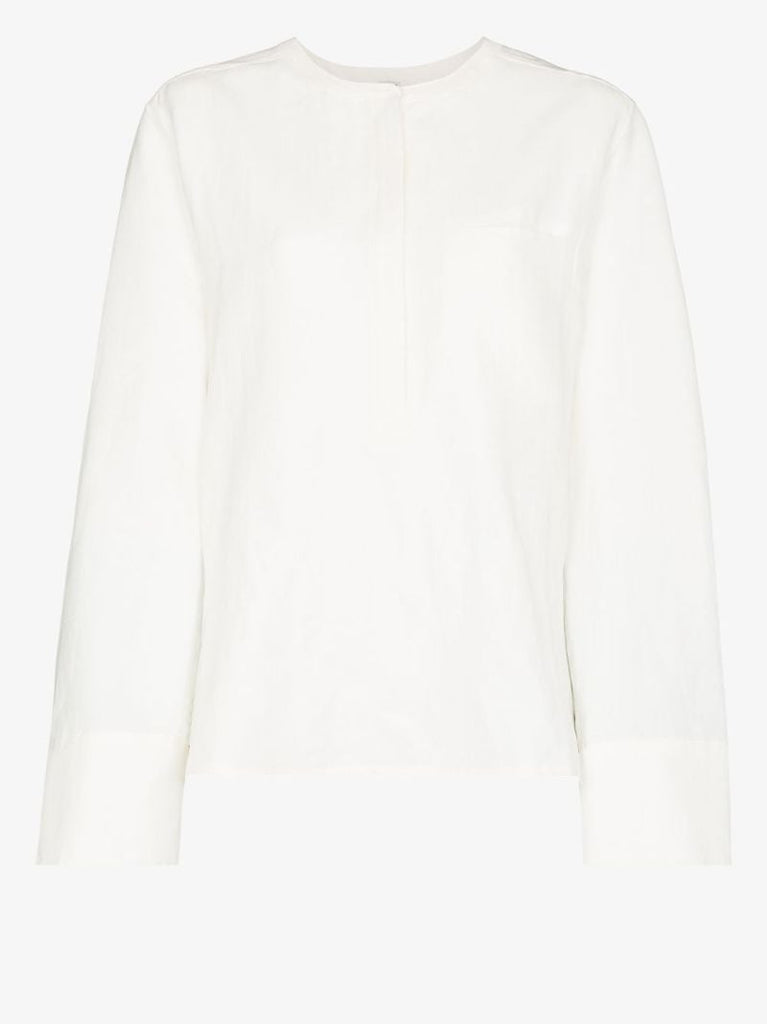 Band-collar Long-sleeved Blouse