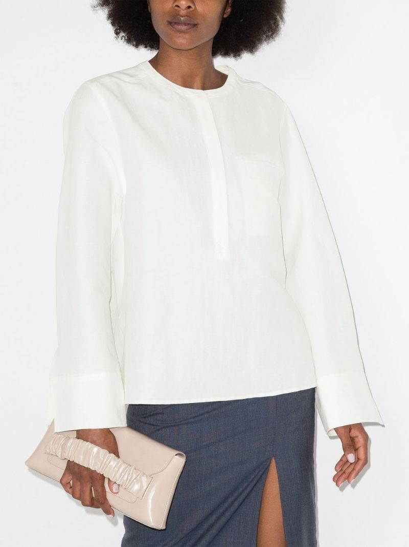 Band-collar Long-sleeved Blouse