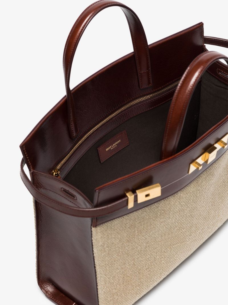 Neutral Manhattan Canvas and Leather Top Handle Bag