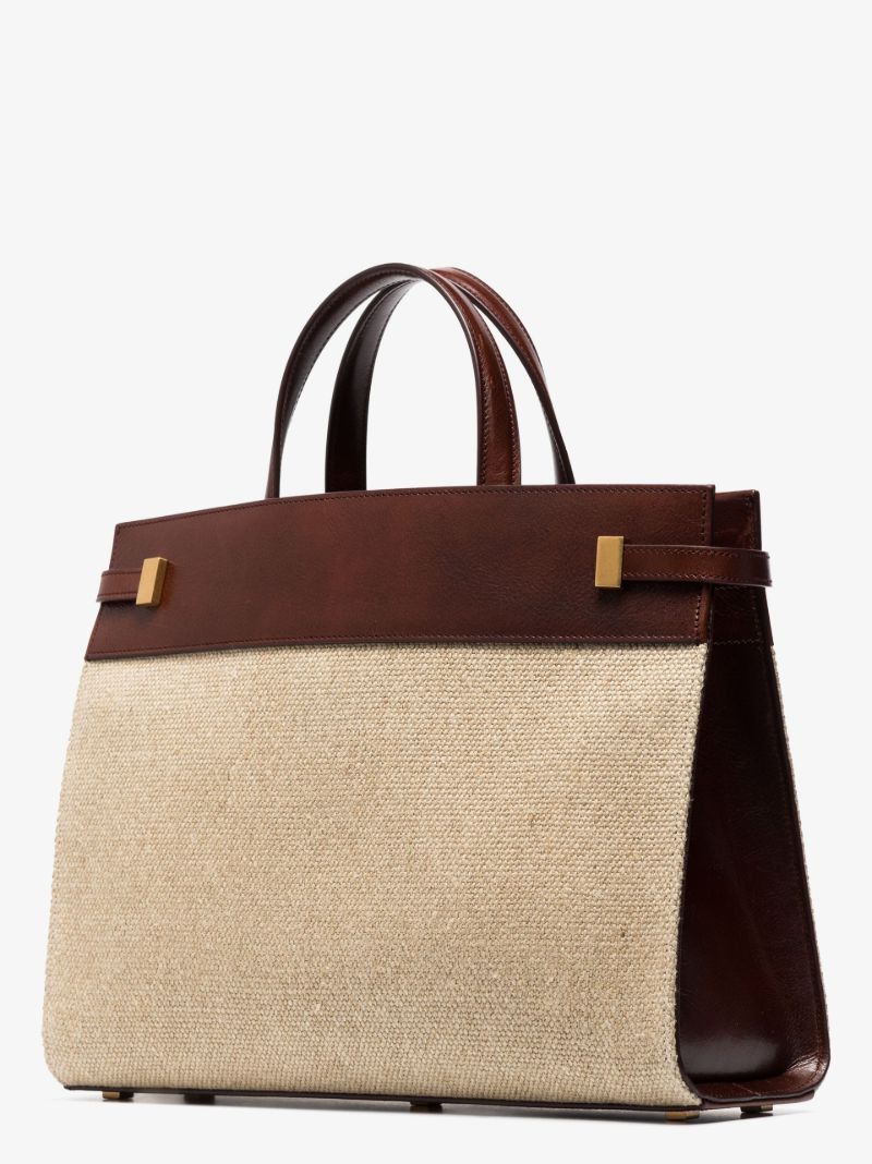 Neutral Manhattan Canvas and Leather Top Handle Bag