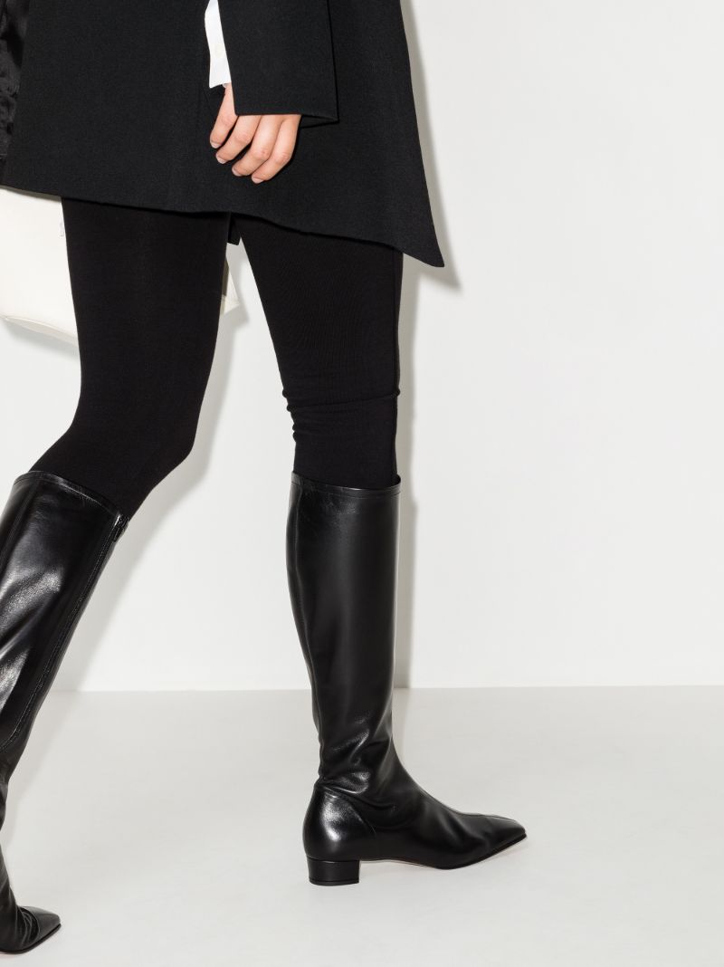 Black Edie Knee-length Leather Boots