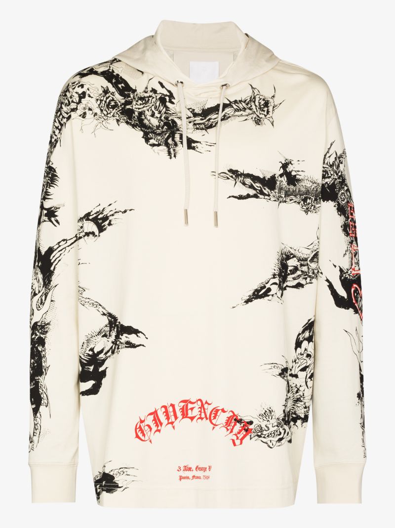 Gothic Print Cotton Hoodie