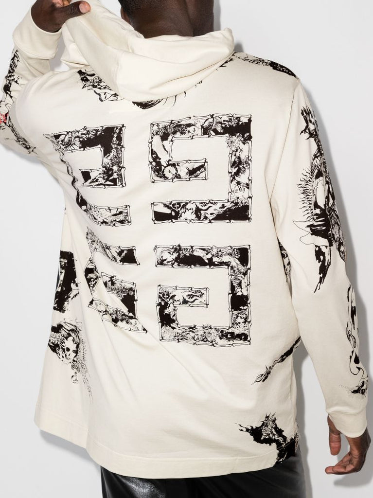 Gothic Print Cotton Hoodie