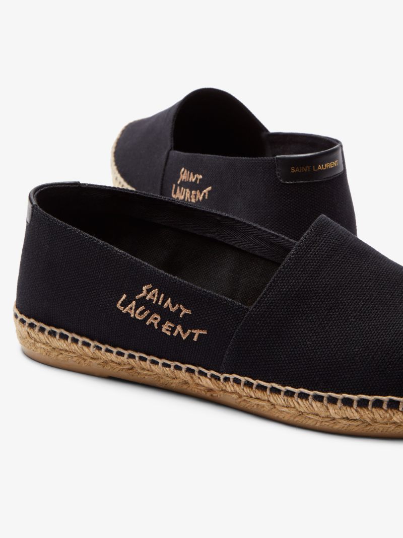 Black Embroidered Logo Espadrilles