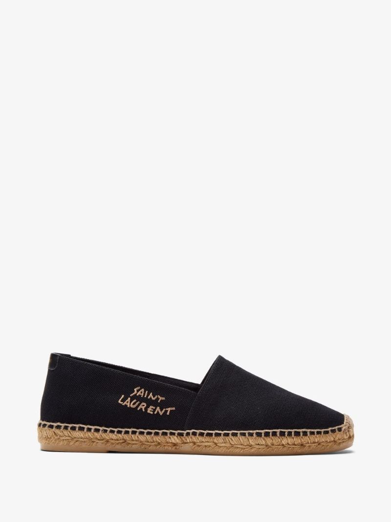 Black Embroidered Logo Espadrilles