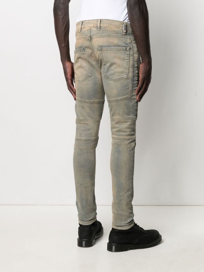 Blue Ribbed Slim-fit Jeans