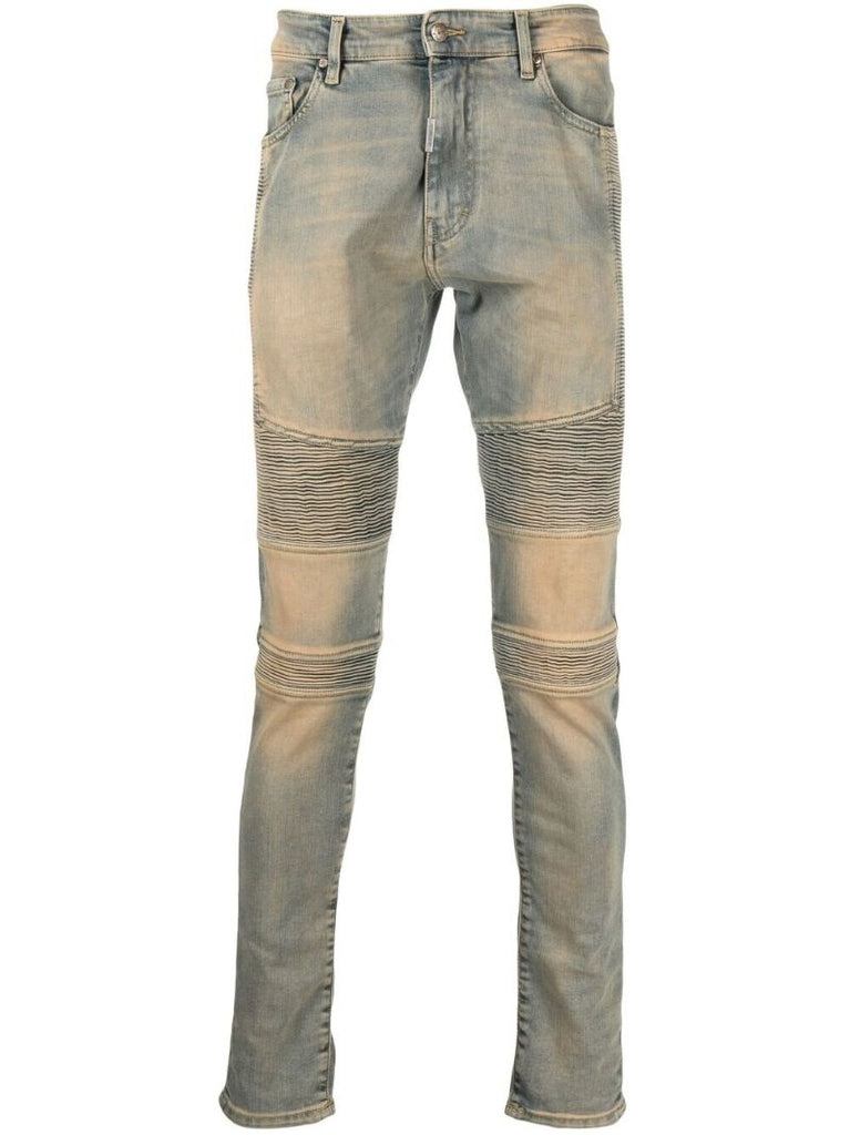 Blue Ribbed Slim-fit Jeans