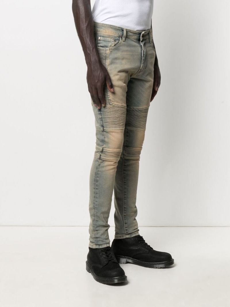 Blue Ribbed Slim-fit Jeans