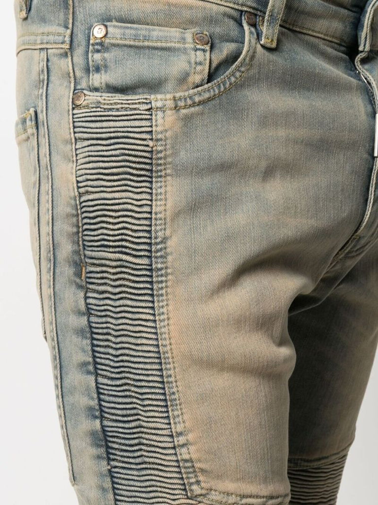Blue Ribbed Slim-fit Jeans