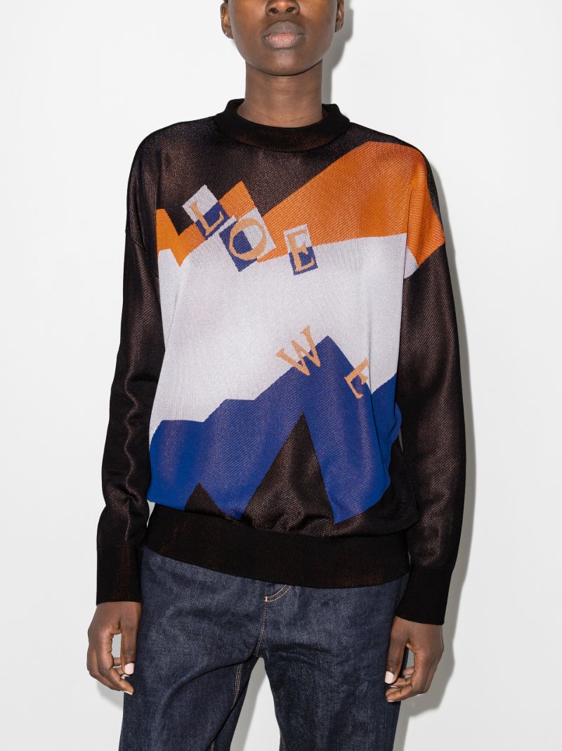 Colour Block Logo Intarsia Sweater