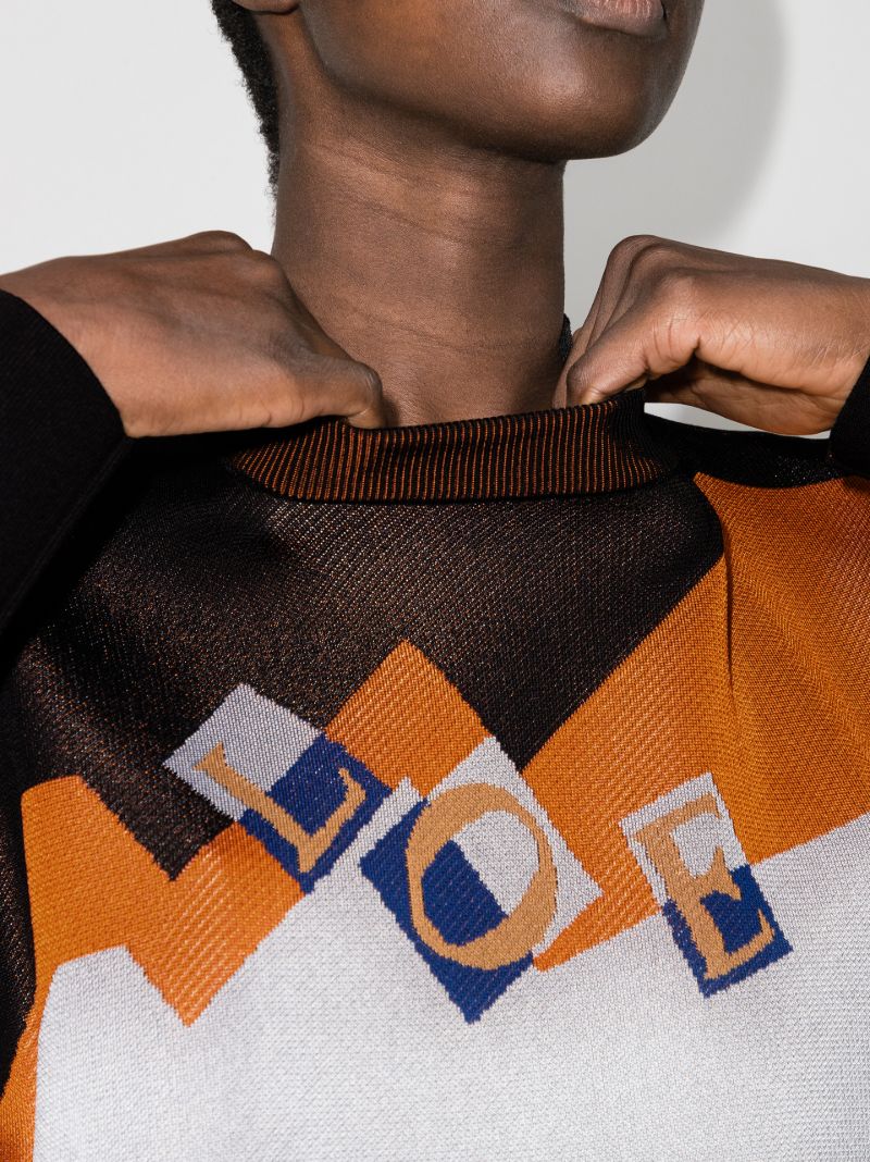 Colour Block Logo Intarsia Sweater