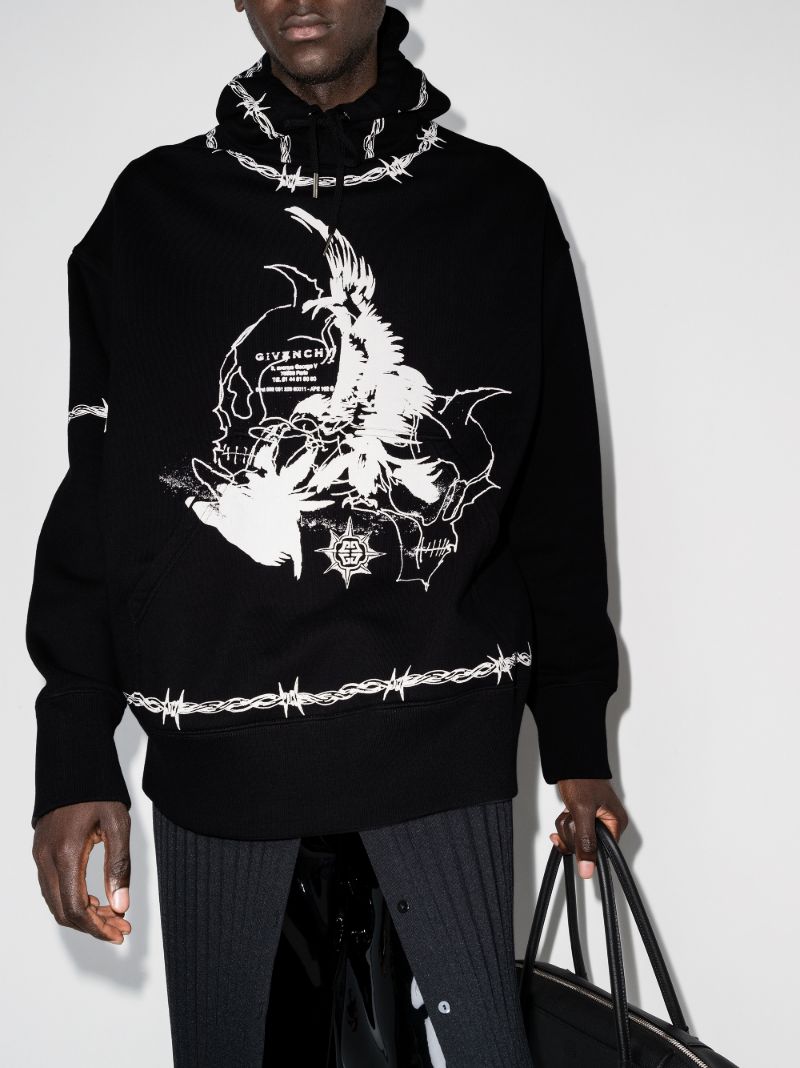 Gothic Print Oversized Hoodie