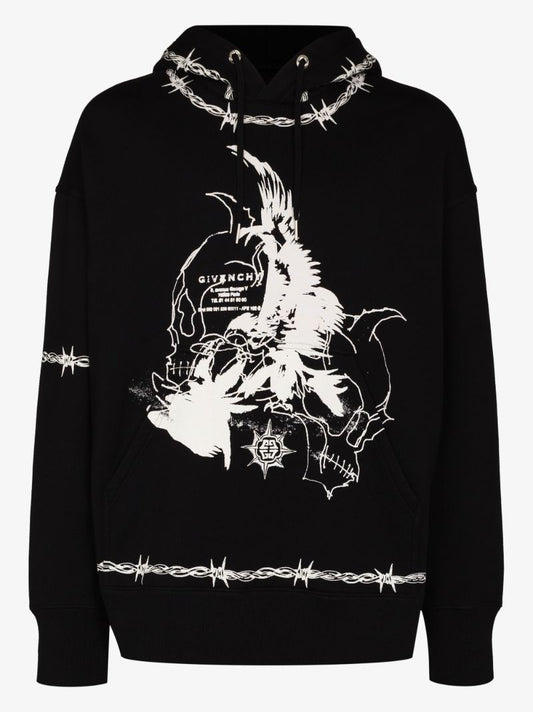 Gothic Print Oversized Hoodie
