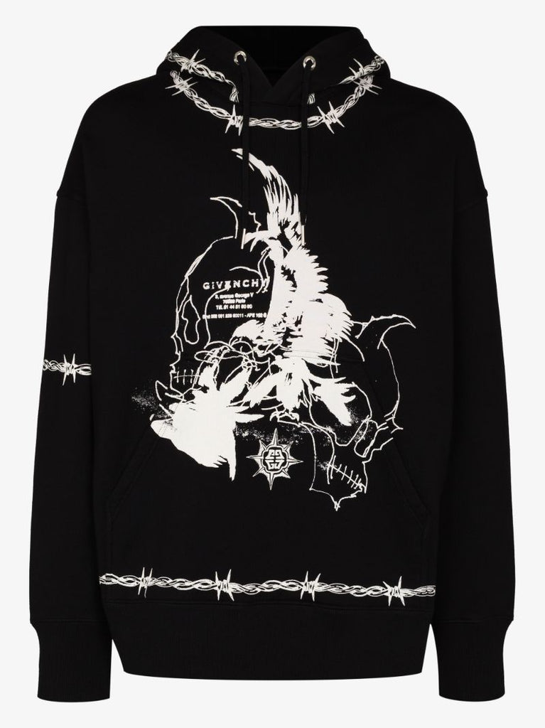 Gothic Print Oversized Hoodie