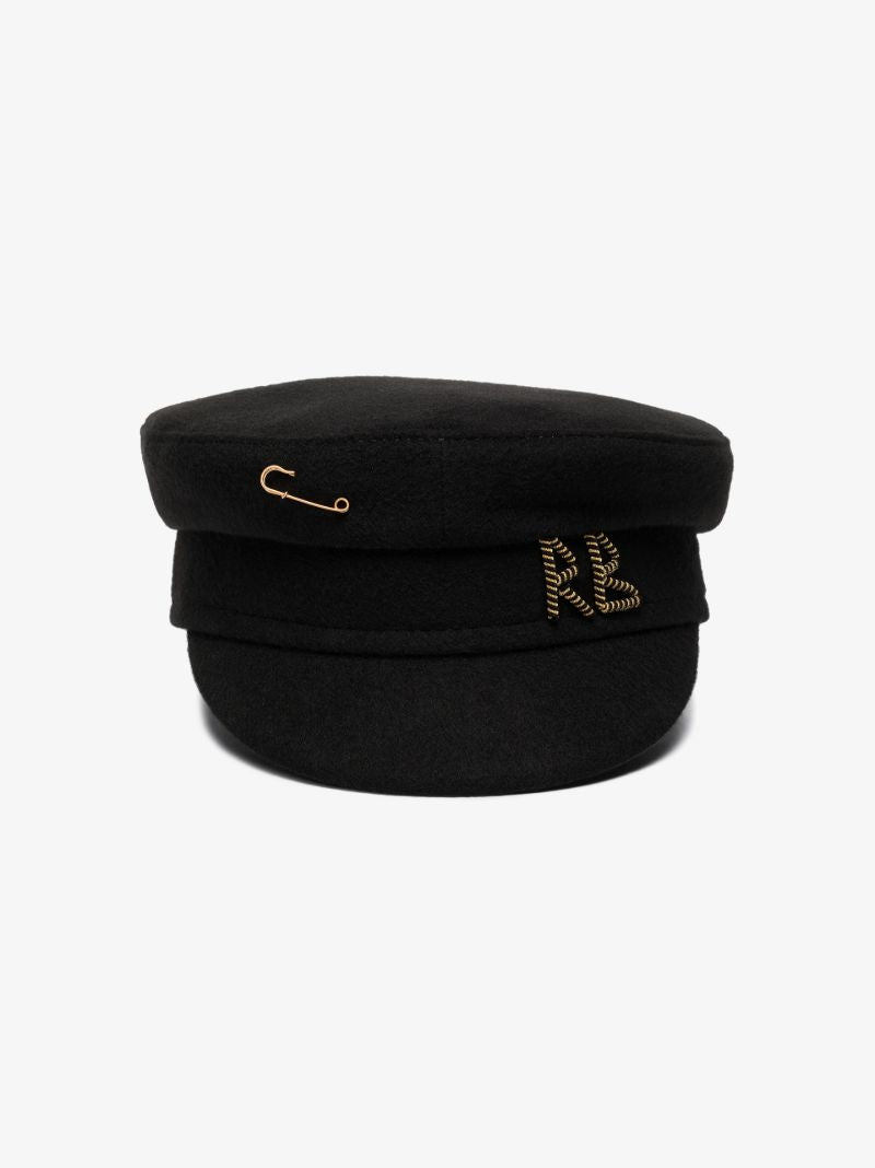 Black Safety Pin Baker Boy Hat
