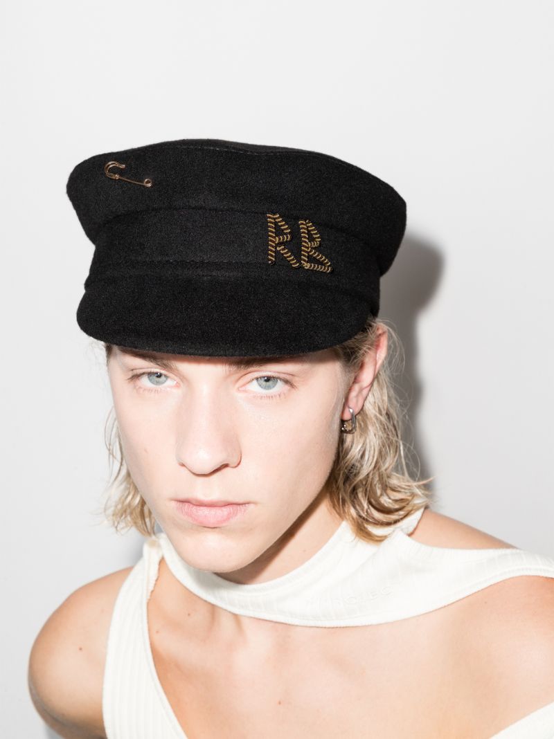 Black Safety Pin Baker Boy Hat