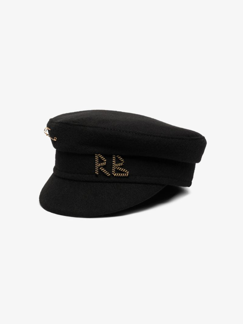 Black Safety Pin Baker Boy Hat